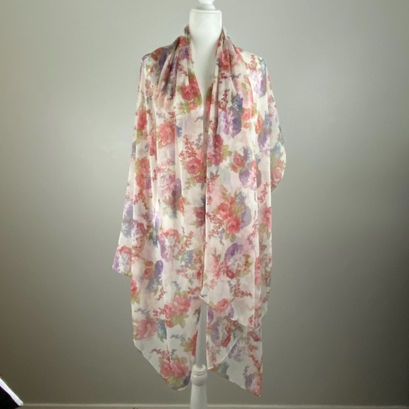 SOLD OUT! Betsey Johnson Sheer Floral Scarf Wrap - Picture 4 of 14